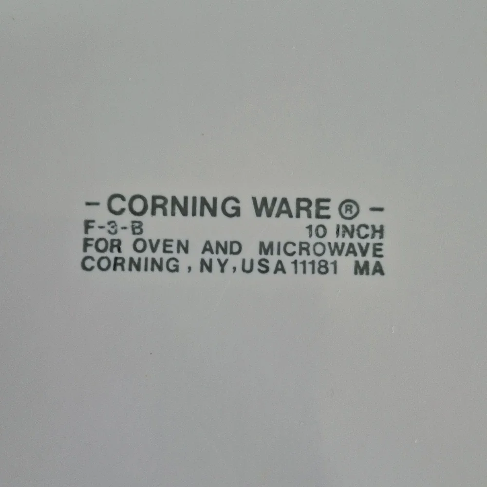 Corning Ware French White 10 Inch Round Quiche Tart Baking Dish F-3-B USA